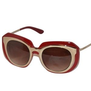 Dolce & Gabbana Red Gold Made In Italy Women Butterfly Oversized Dg6104 Sunglass